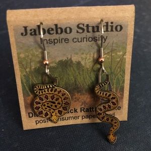 Jabebo Studio diamondback rattlesnake earrings